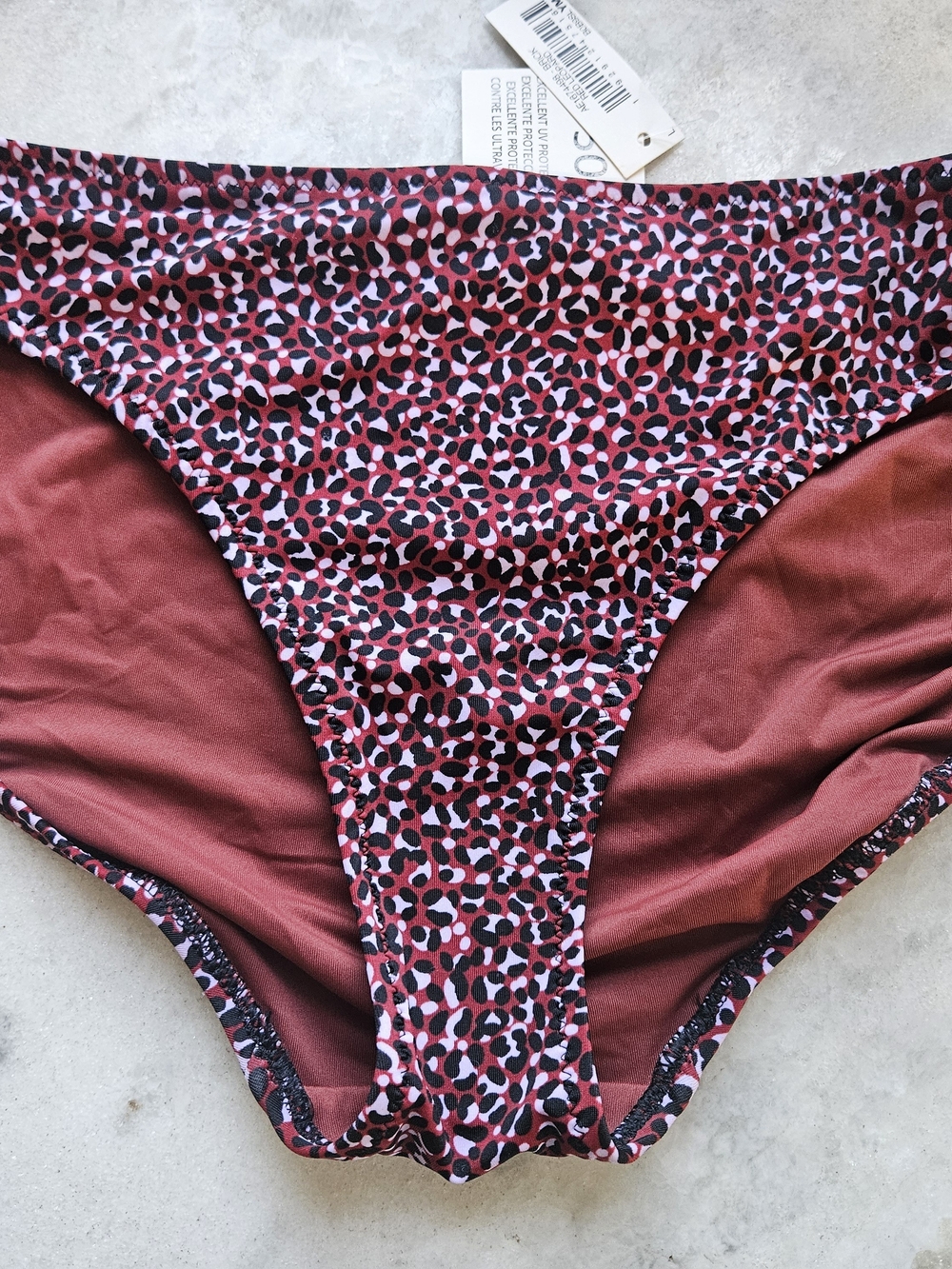 Amazon Essentials Burgundy & Pink Leopard-Print Bikini Bottoms